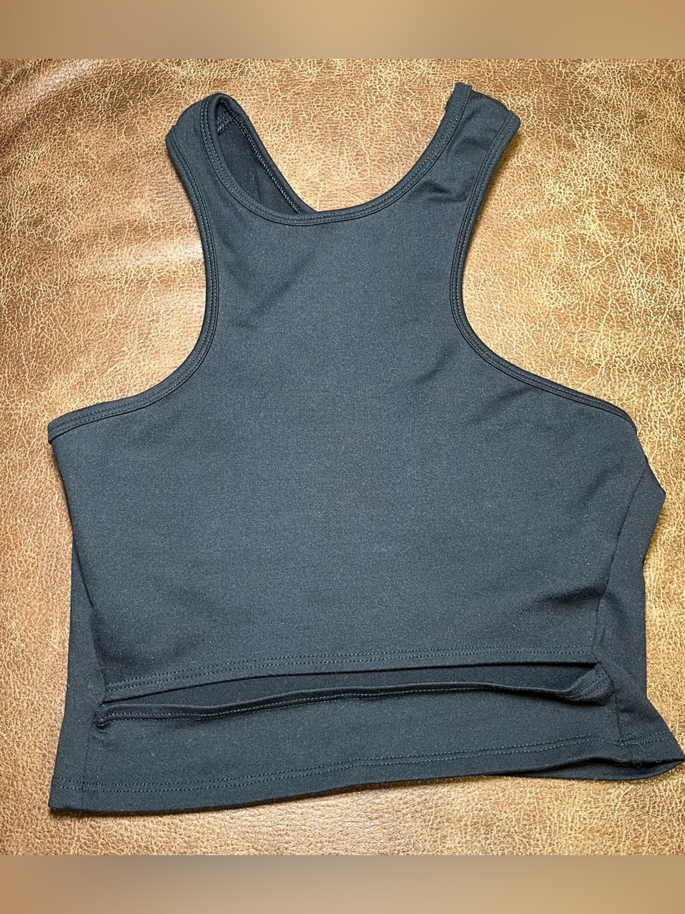 Bombshell Sportswear Black "Double Take" High Neck Crop Top - Size Small